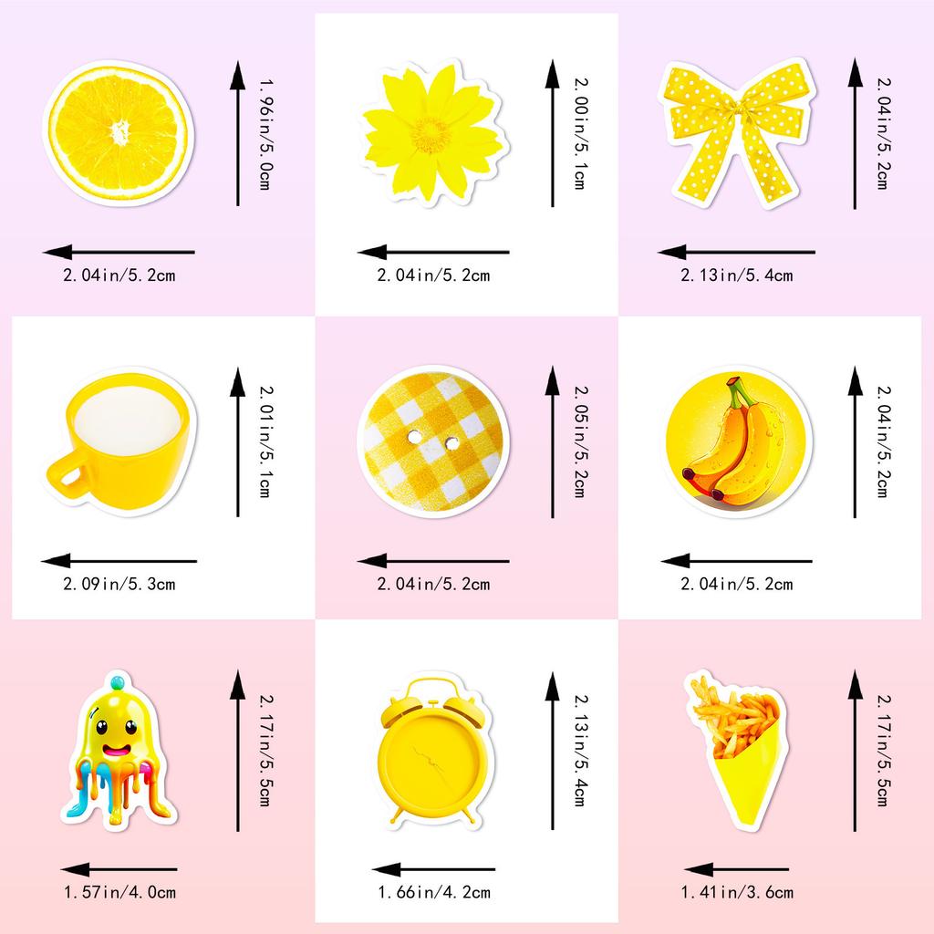 50 Gelbe Ins Style Frische VSCO Aufkleber Mädchen Wasserbecher Wasserflasche Aufkleber Ins Cartoon