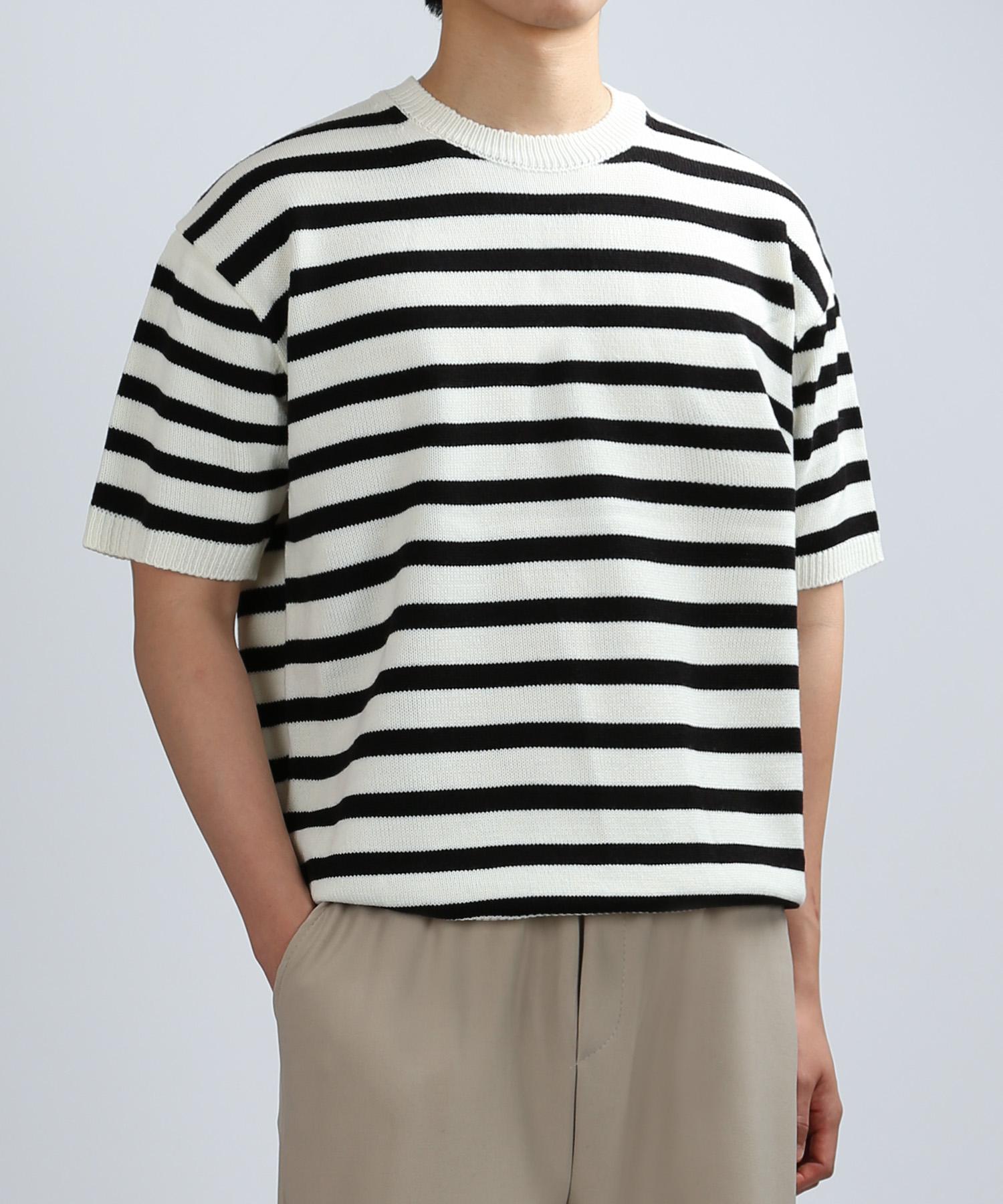 Johnny West Tour Stripe Knit [7G Half] (Cream) 48(95)