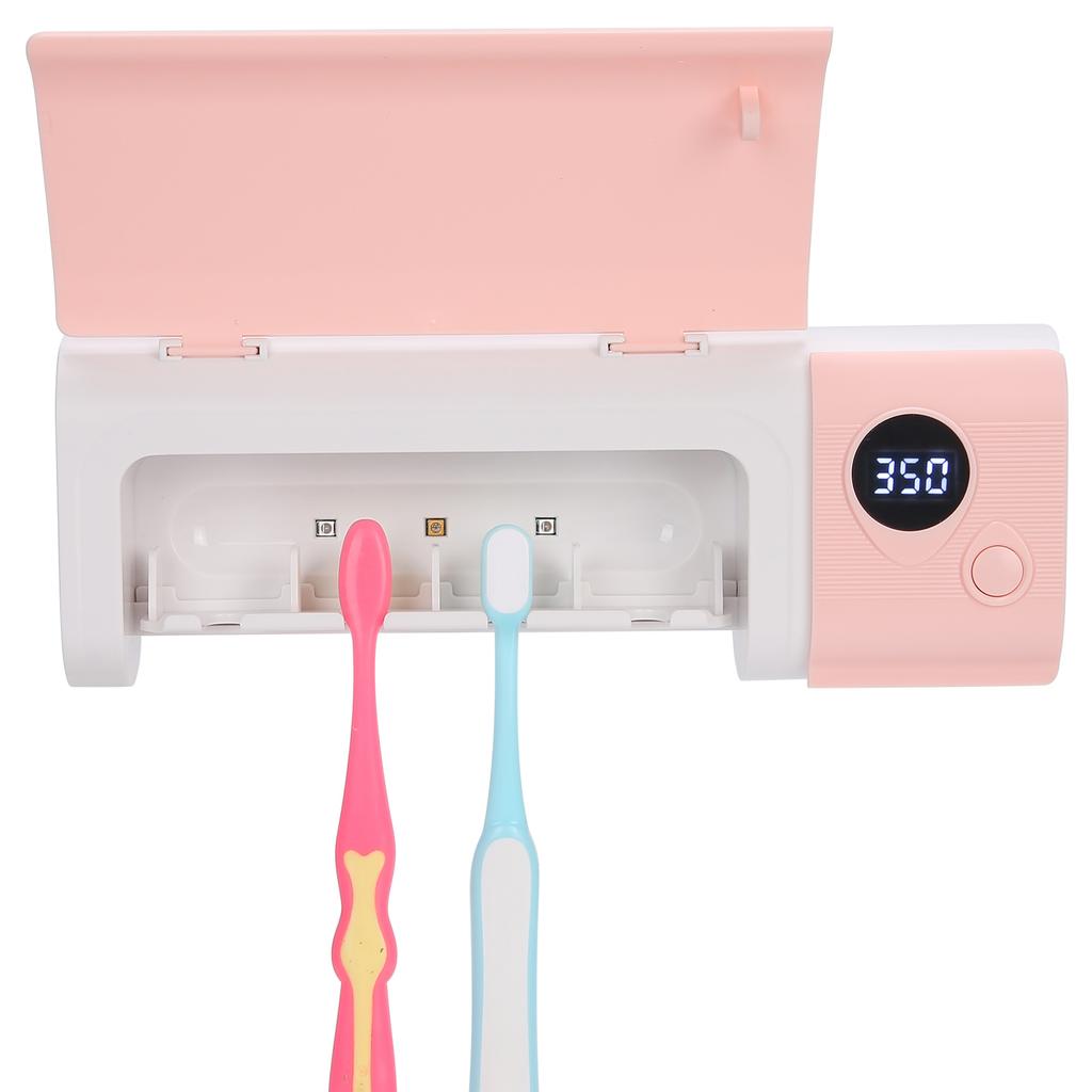 UVC Toothbrush Holder Wall Mounted Rack UV Light Cleaning Toothbrush Container OrganizerPink