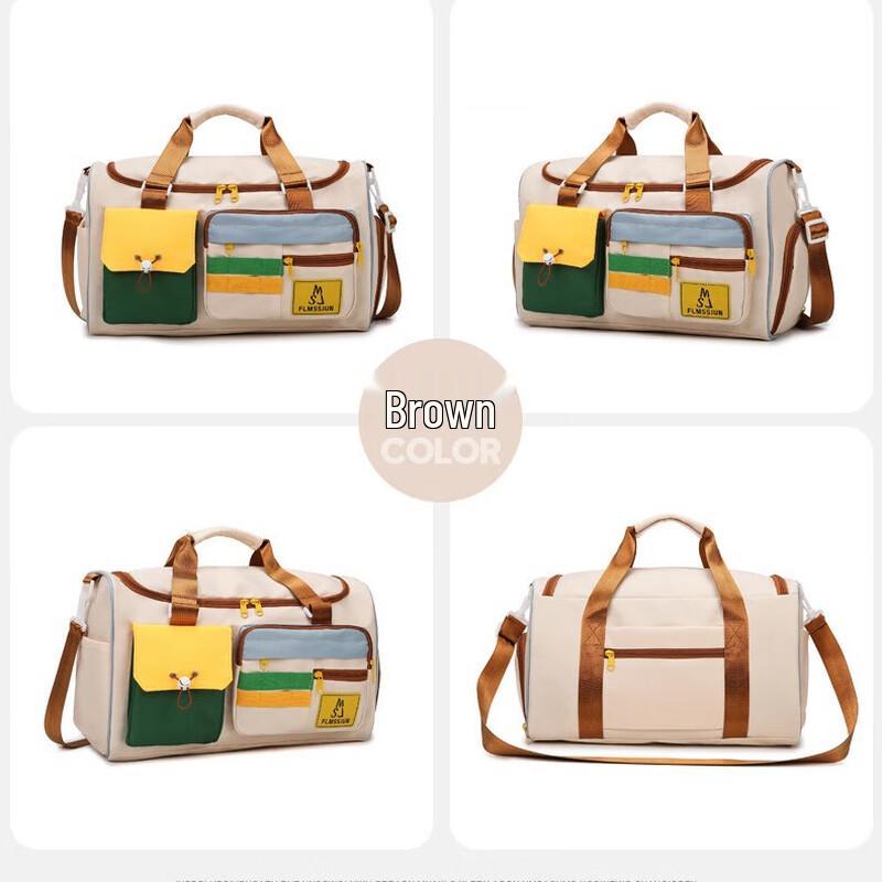 Bonalin Fashion Color-Block Crossbody Gym Travel Bag