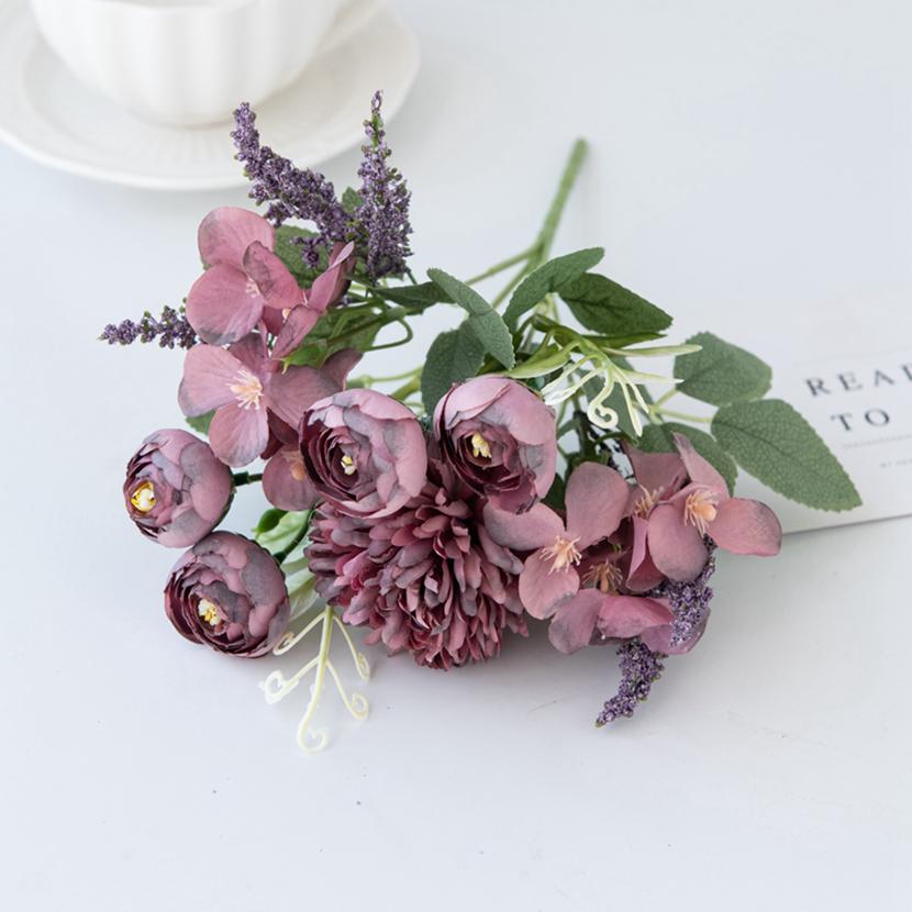Artificial Flowers Silk Hydrangea Roses Bud Festival Home Room Outdoor Garden Wedding Wreath Bridal Bouquets Ornament Gift Decor