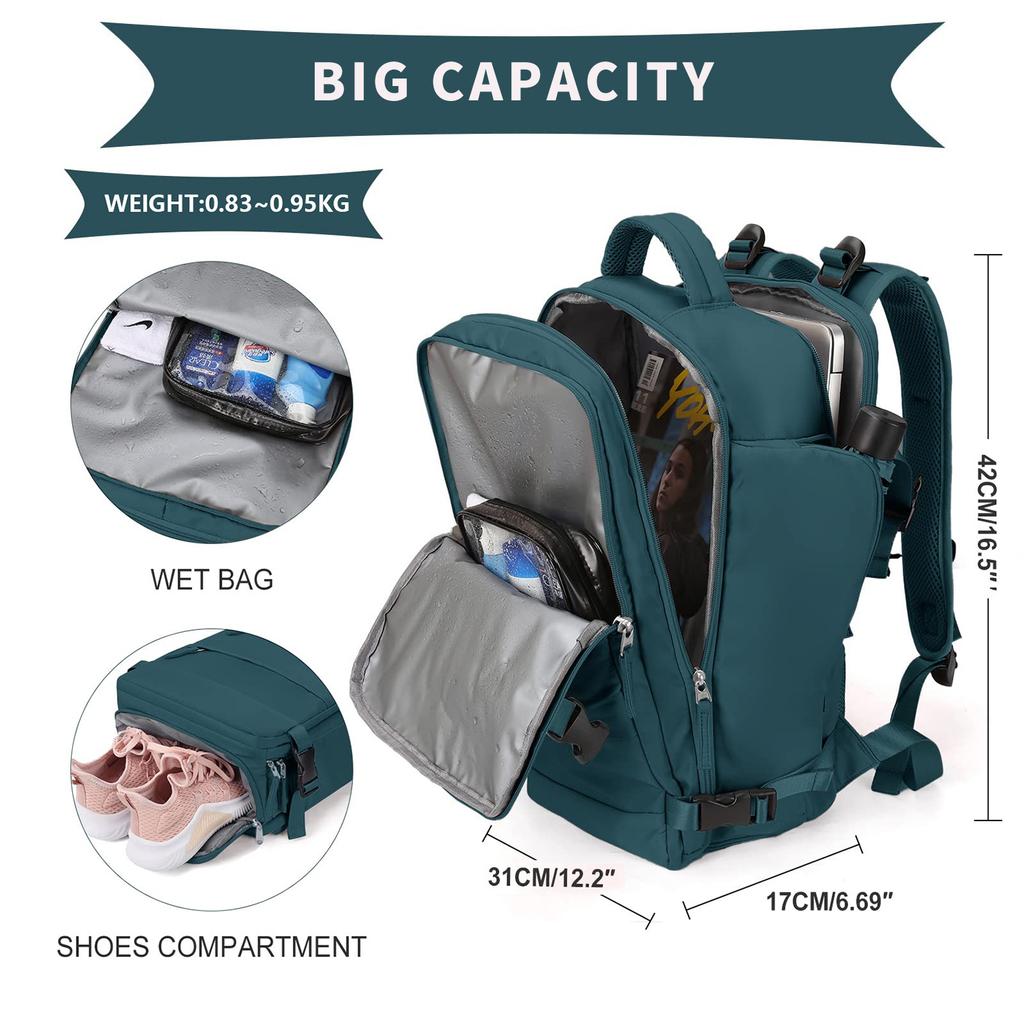 Unisex Large-Capacity Waterproof Backpack,Laptop Bag with USB Charging, Shoe Compartment, Wet & Dry Separation, Anti-Theft & Lightweight