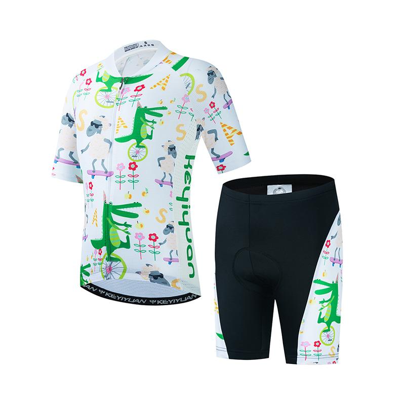 Fahrradtrikot Set Junge Mädchen Kurzarm MTB Radbekleidung Anzug Kind Fahrradbekleidung Abbigliamento Ciclismo 2026 Sommer Atmungsaktives Radsportanzug Set