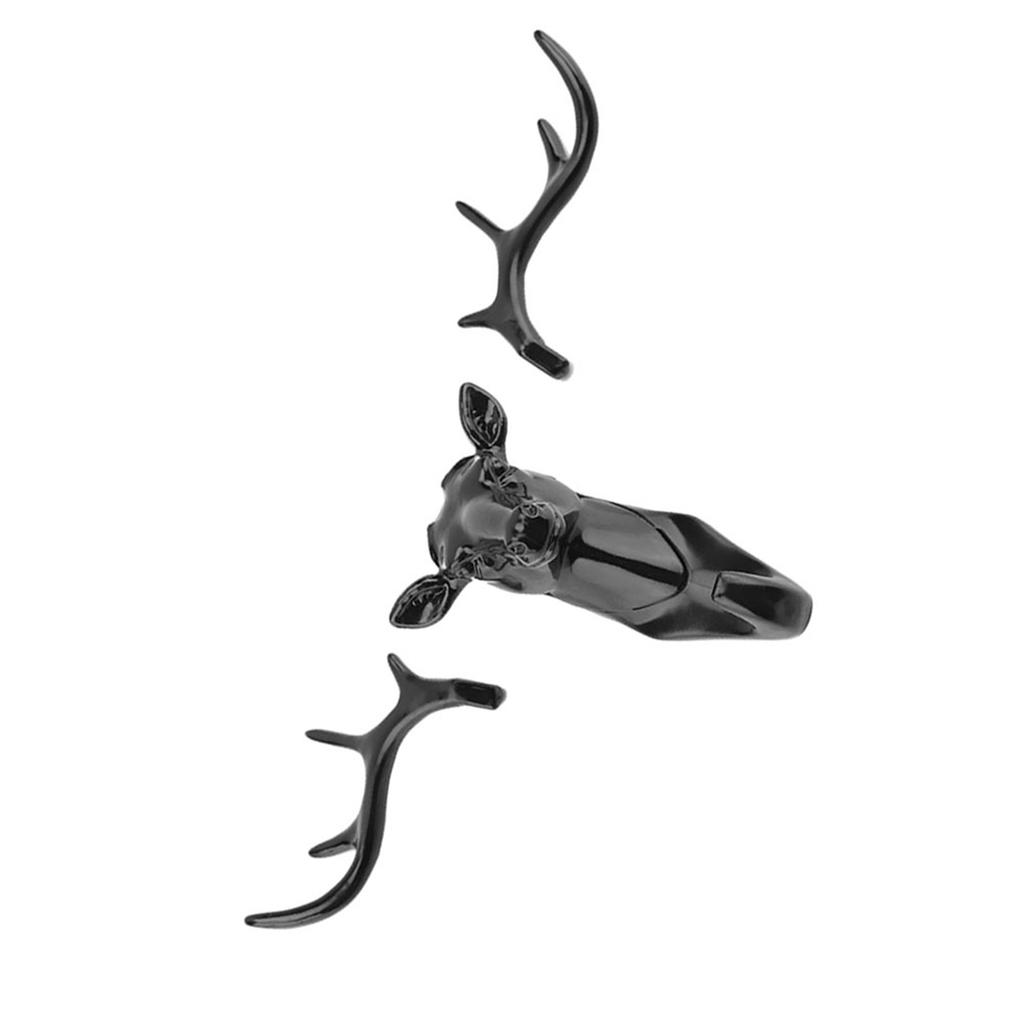 Animals Deer Head Hook Hanger Rack Holder Wall Mount for Home Room Decor(Black)