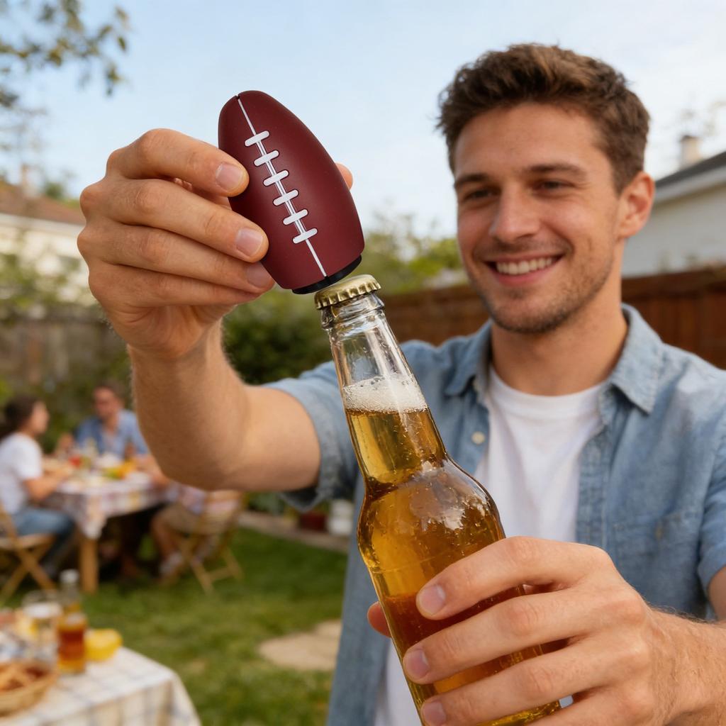 Football Beer Bottle Opener Stainless Steel Automatic Magnetic Bottle Opener For Football Party Birthday Party