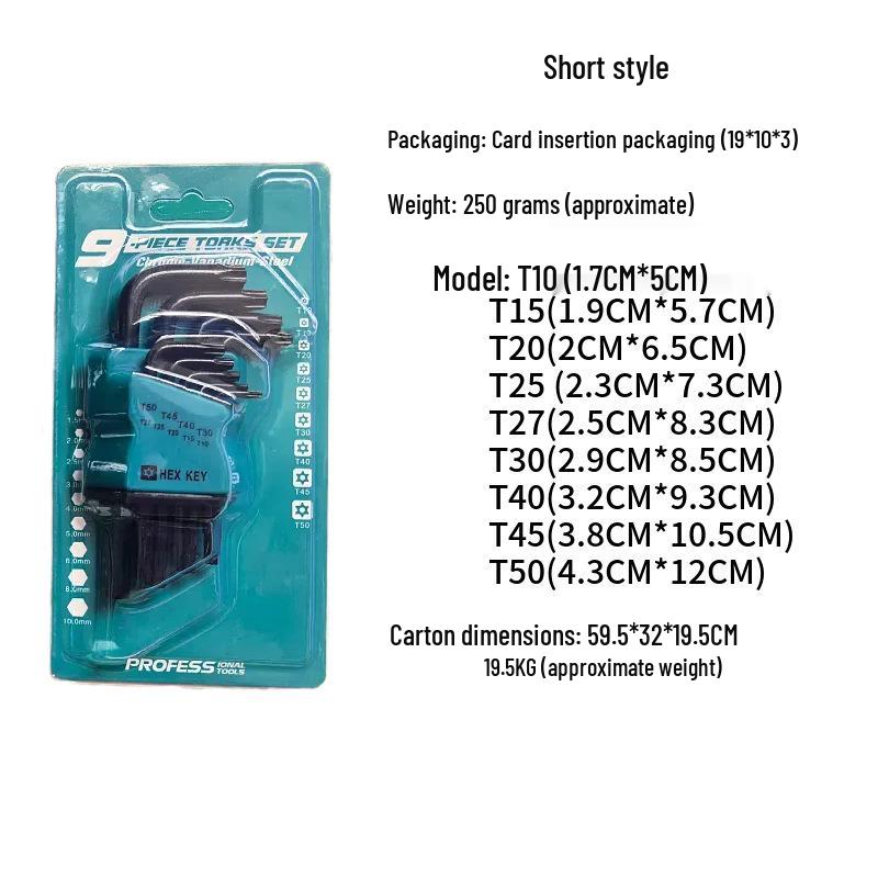 Extended Black Diamond Star T50 Hex Key & 5-Petal Hex Socket Wrench Set