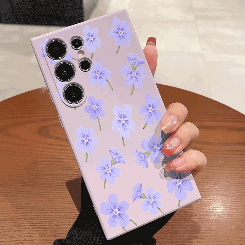 Light Purple Floral Pattern Case for Samsung Galaxy S25 S24 Ultra S23 S22 S21 S20 FE Plus Soft TPU Slim Fit Shockproof Cover