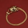 Leopard Bracelet with Sub Gold Material Electroplated 18k Gold and Paired with Emerald Leopard Eyes Jewelry