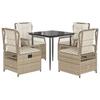 VidaXL Garden Dining Set with Cushions 5pcs Beige Poly Rattan 3263014