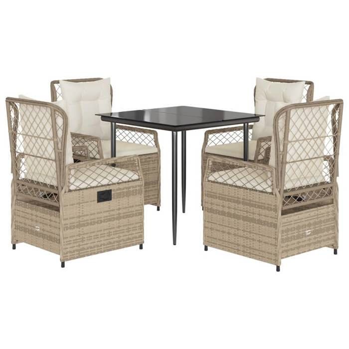 VidaXL Garden Dining Set with Cushions 5pcs Beige Poly Rattan 3263014