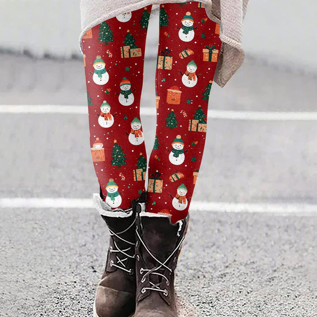 Women's Christmas Print Slim Fit Elastic Yoga Casual Pants