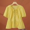 Women's French Short-Sleeve Shirt - 2025 Summer Fashion, Plus Size, Versatile, Age-Defying Top