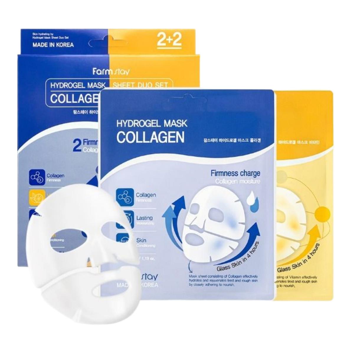 Farmstay Hydrogel Maskenblatt Duo Set Feuchtigkeitsspendend Erfrischend 34g x 4 Stück
