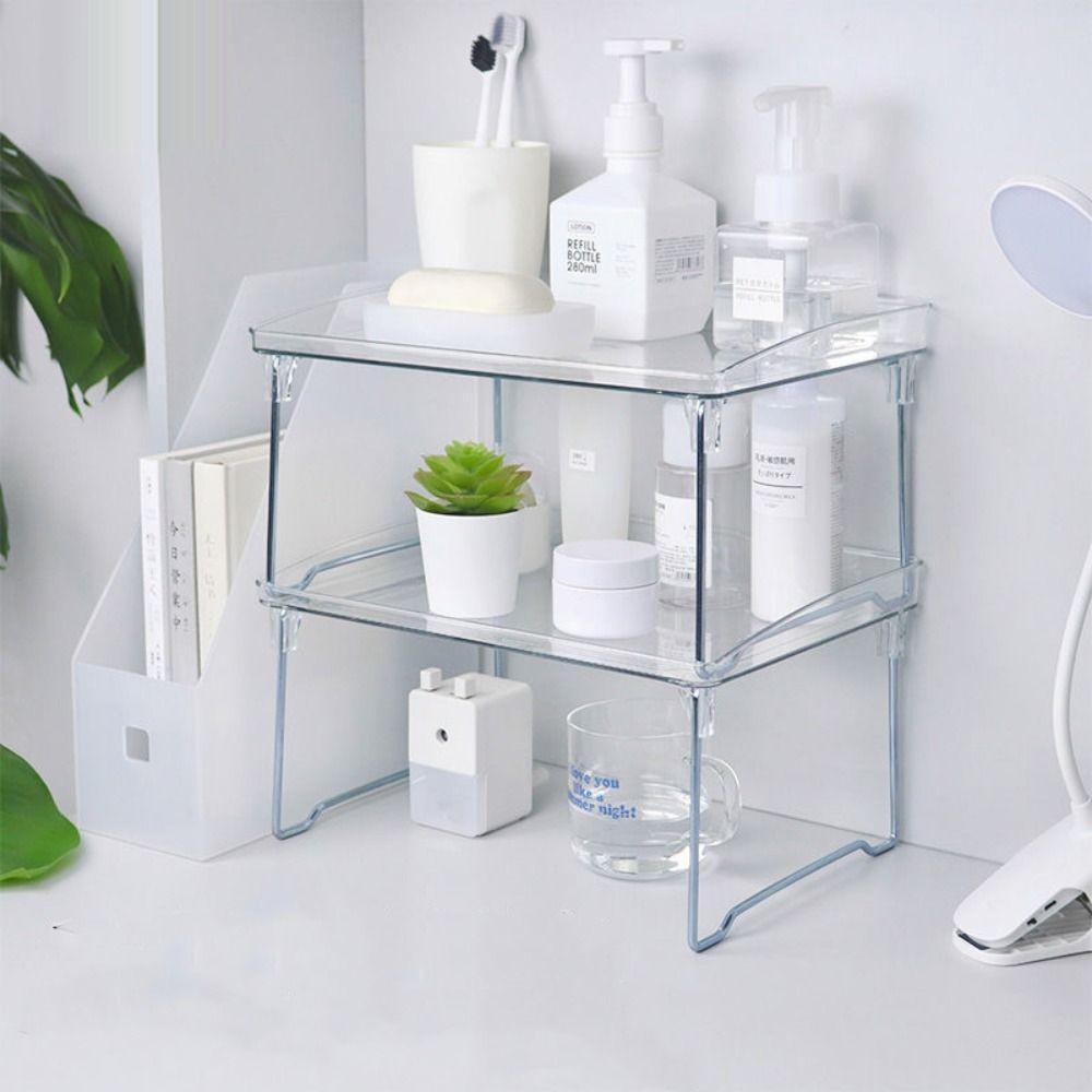 

Acrylic Desktop Storage Rack Transparent Bathroom Shelf Multi-Function Cup Holder Jewelry білий