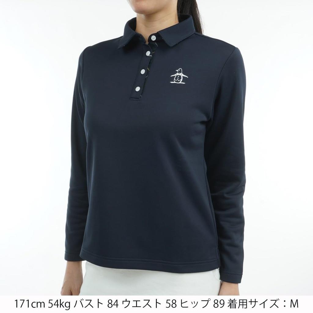 Munsingwear MG4FLS82L Long Sleeve Polo Shirt with Heat Heat and UVCUT Navy NV00 Women's Navi, Storage, Technology, Blue,