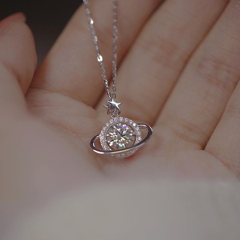 Planet Necklace Women s Light Luxury Niche Design Zircon Clavicle Chain stainless steel Necklace