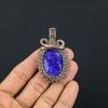 Blue Sapphire Pendant, Handmade Gemstone Pendant, 999 Copper Wire Wrapped Pendant Antique Jewelry, For Engagement Gift