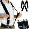Elastic Adjustable X Back Suspenders Heavy Duty Wide Trouser Braces with 4 Strong Clips Universal Work Suspender for Men Women