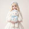 Plush Bunny Doll Soft Stuffed Animal Toy with Ribbon Bow and Lace Dress for Collectors and Gift Giving Suitable for All Ages