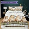 Capybara Pattern Bedding uilt Set uilt Cover Pillowcase Home Decoration Birthday Gift (1 * duvet cover + 2 * pillowcase without core)