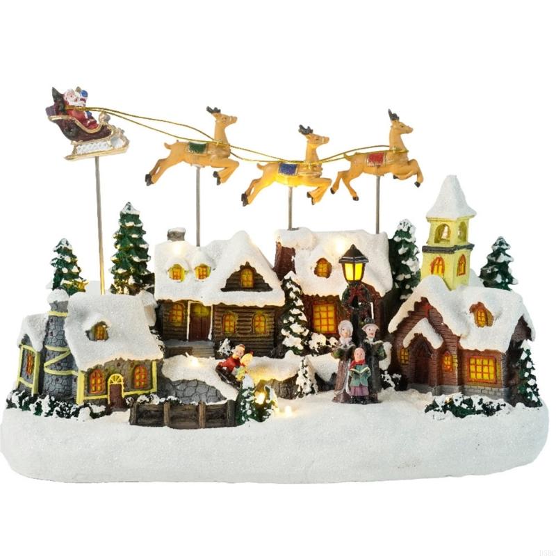 Christmas Flying Reindeer LED Music Decoration Safe Resin Family Celebration