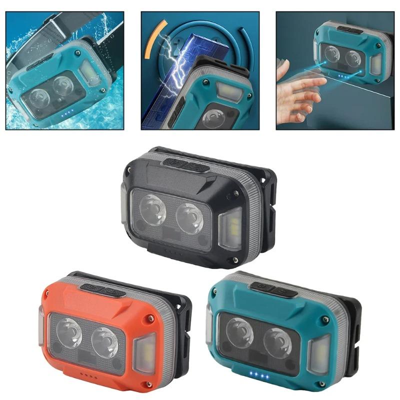 USB C Rechargeable Headlights Motion Sensor Digital Power Display Headlamp Portable Head Lamp Fishing Forehead Flashlight Porta