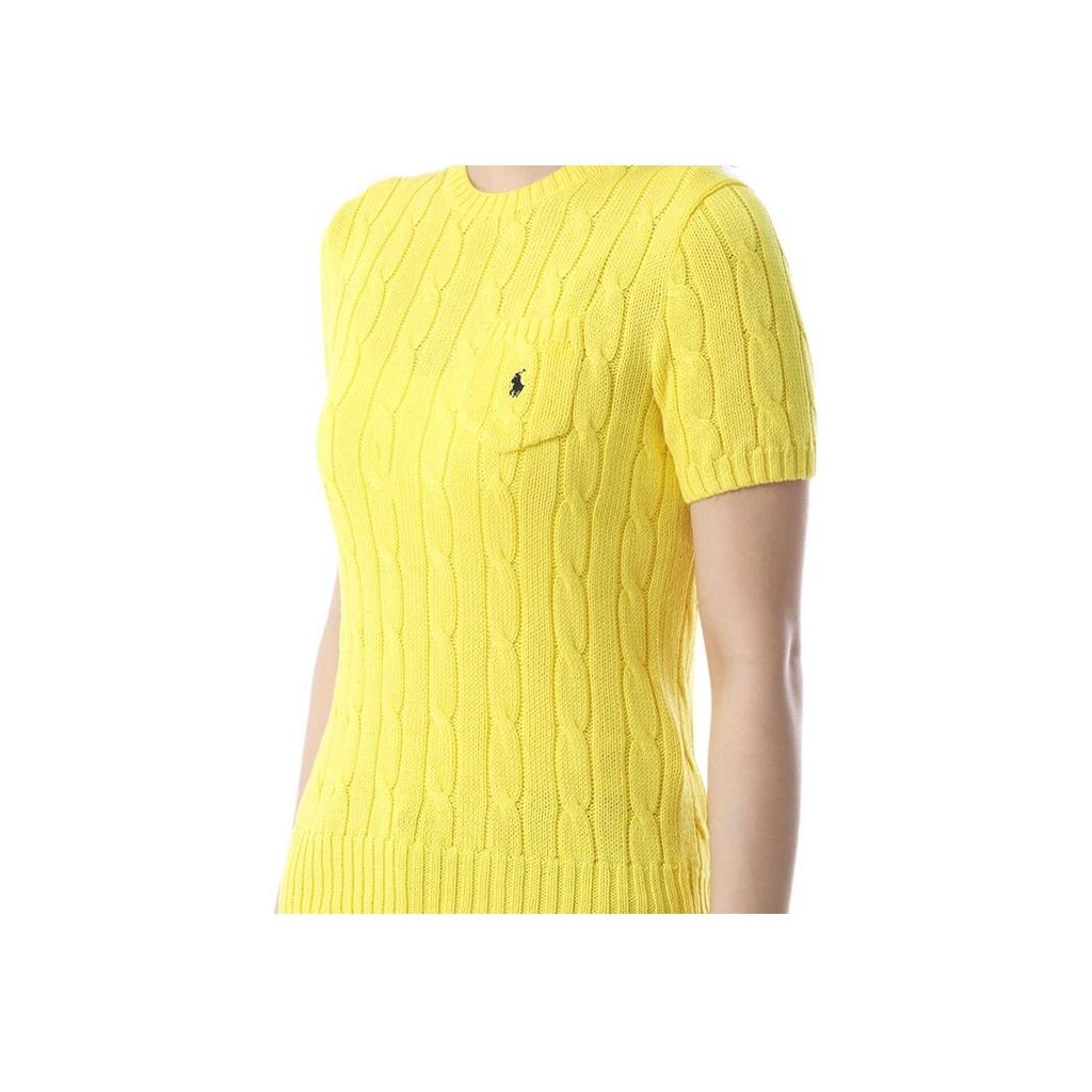 Polo Ralph Lauren Logo Embroidered Short Sleeve Knit Top Women Tops Yellow 211895379-014