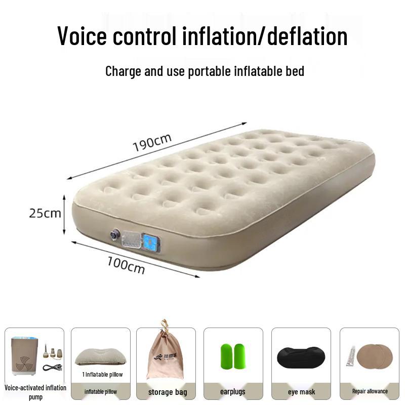 Smart AI Voice-Controlled Inflatable Air Mattress for Outdoor Camping – Thickened Double Bed Sheet