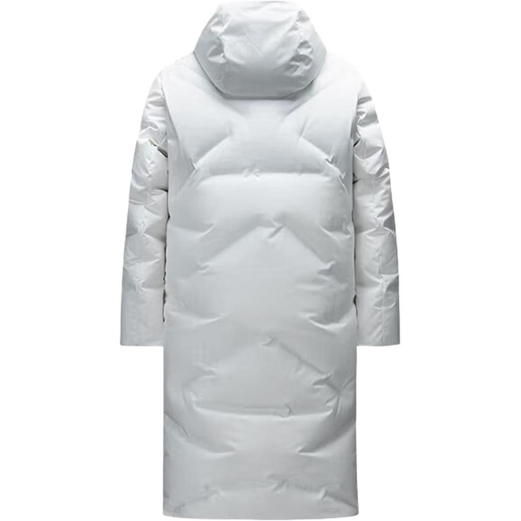 Anta Champion All-Weather Series Comfortable Casual Simple Long Hooded Down Jacket Men Outerwear Paper-White 152510921-2