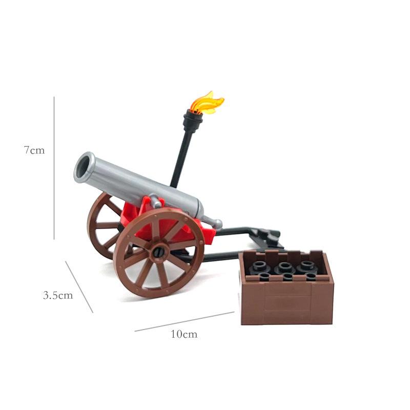 Medieval Military Cannon Small Particle Soldier Figurine Building Block Pirate Ship Artillery Scene Ornament Toy