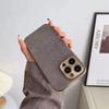 Funda Metálica con Baño de Cuero de Cordero Gamuzado para iPhone 15 14 13 12 Pro Max Plus Protector de Cámara Parachoques Protector contra Golpes