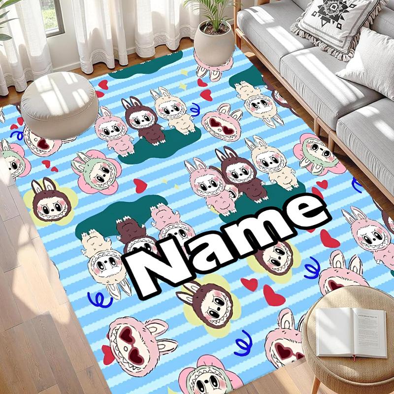 Custom Name Personalized Labubu Print Carpet, Versatile Home Decor Rug, for Playroom, Apartment, Balcony, Entryway, Hallway Gift