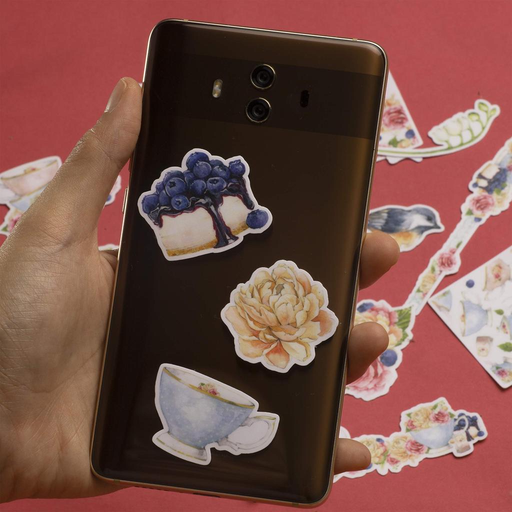 Navy Peony Elegant Tea Party Stickers and Stickers for Water and Journals (31-Count) - Cute, Water-Resistant, Long-Lasting Bottles, Laptops,