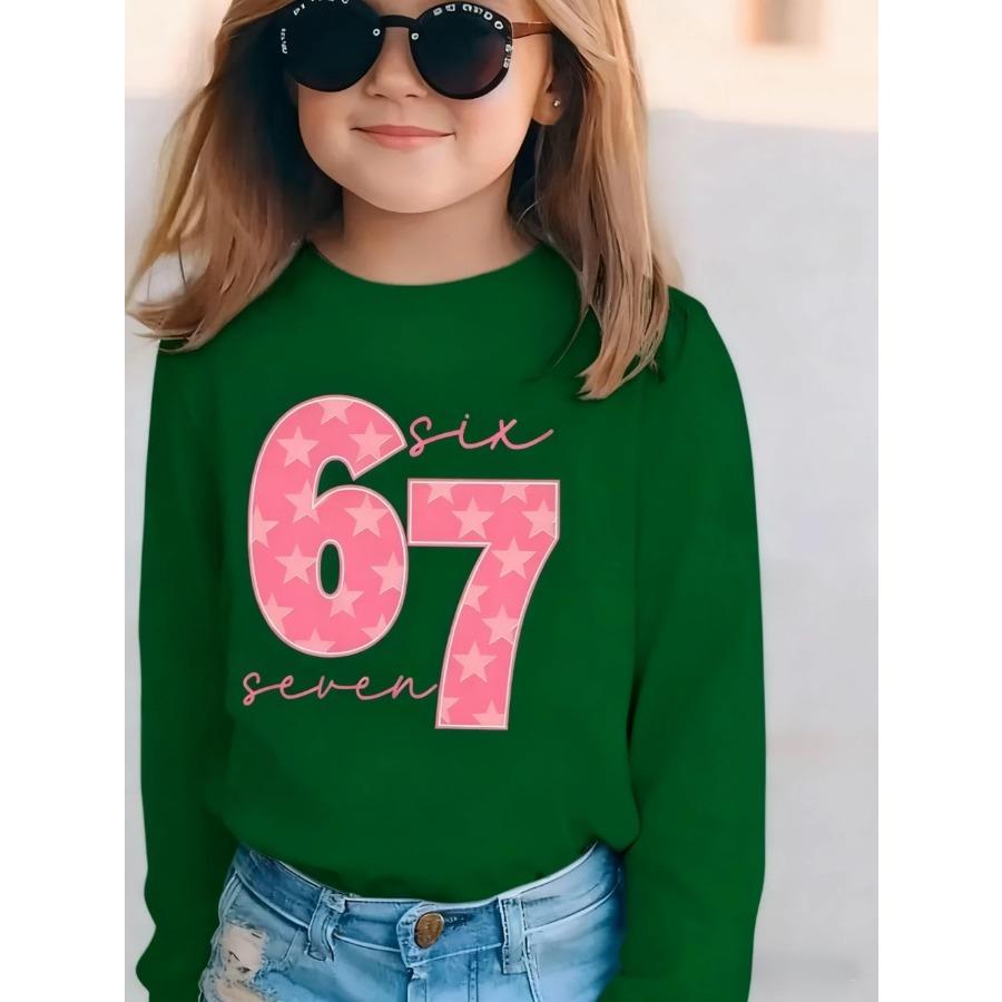 Meme 67 T-Shirt for Kids Funny Digital Print Autumn Long Sleeve Tees Loose Comfortable Tops Streetwear Y2k Children's Clothing