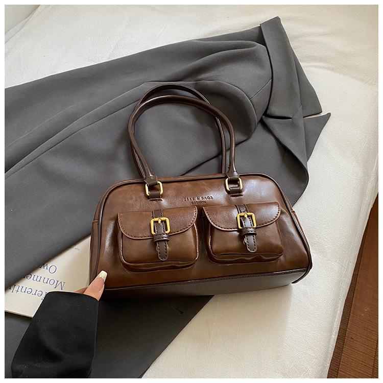 

2025 Новая сумка-подушка Бостон Осень Винтаж Майяр Нишевая Подмышечная Женская Сумка Боулинг Женский Рюкзак