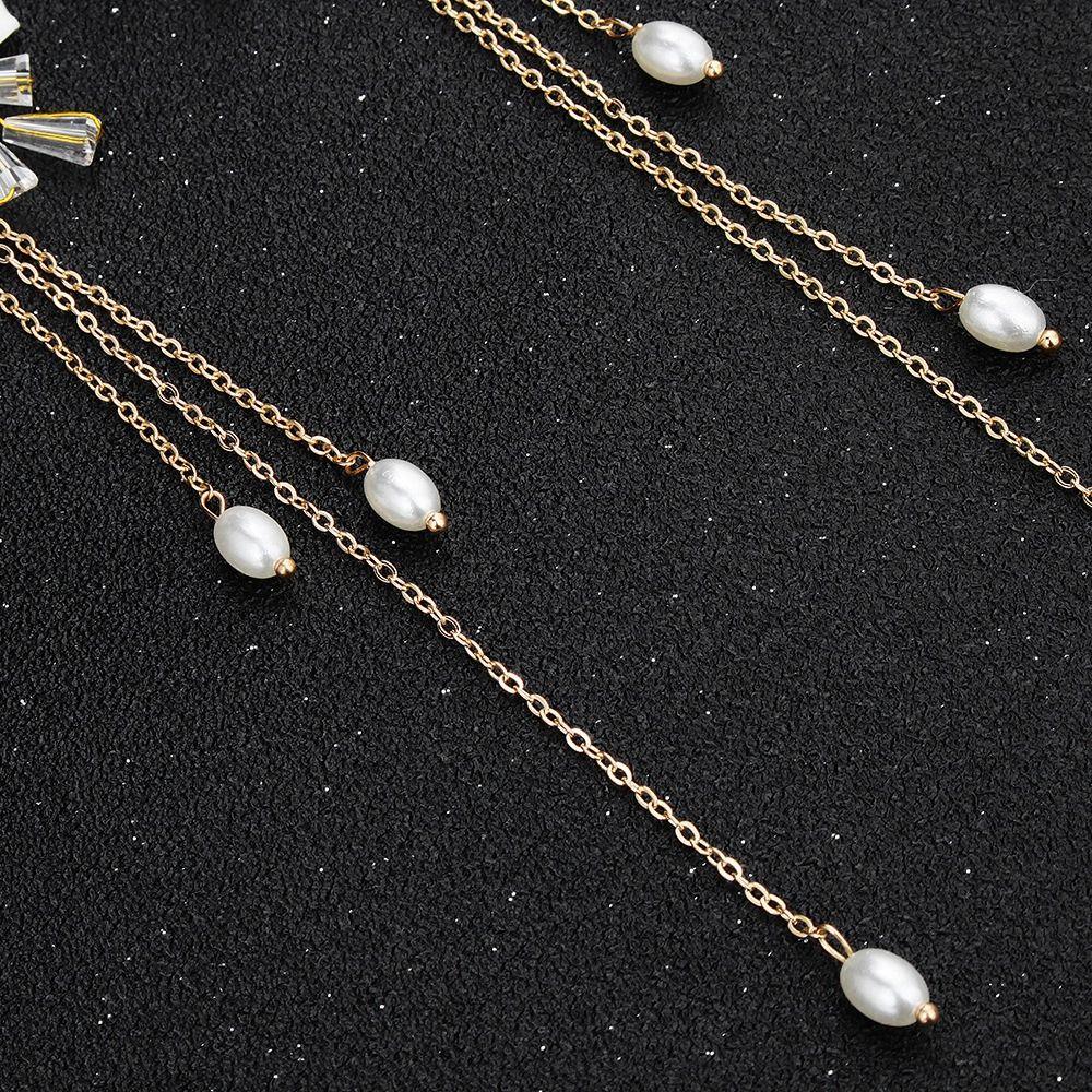 Tassels Earring Bridal Headwear Earring Pearl Crown Elegant Flower Hairband  Women Lady
