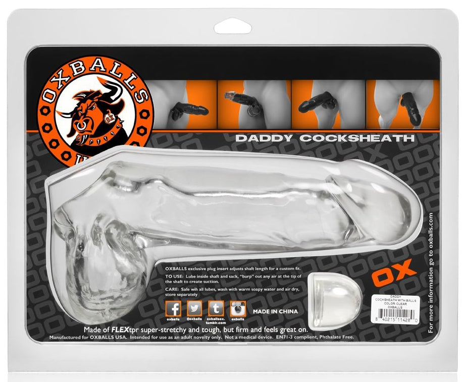 Gaine de pénis Daddy 20 x 6cm Transparente - Oxballs - Gaines Pénis