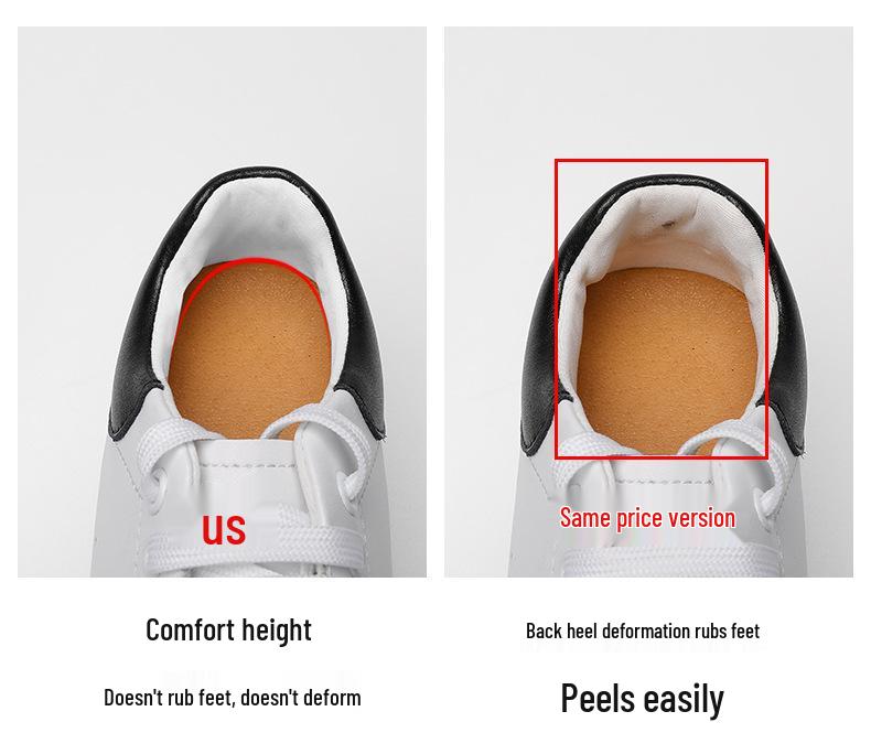 Men's Low Heel White Cowhide Platform Sneakers - Invisible Height Boost, Casual Youth Style, for Couples