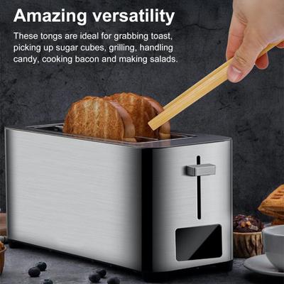 Magnetische Toasterzange Bambus Servierzange 8,66 Zoll Küchenutensilien zum Kochen Toast Speck Muffin Bagel