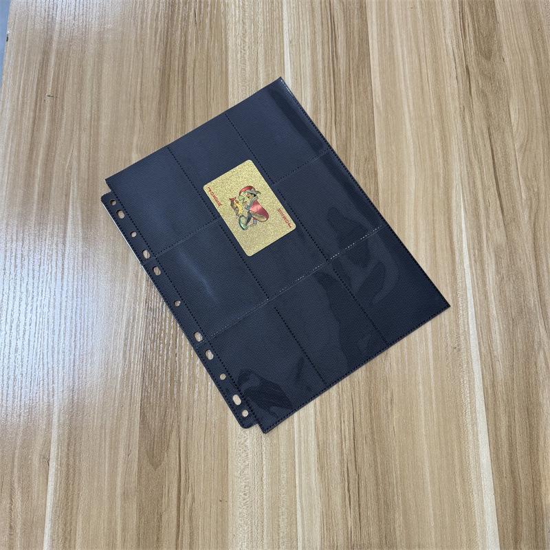 Black Lychee Grain 9-Grid Game Card Album Pages, 3-inch Stargazing Tabletop Card Holder Pages.