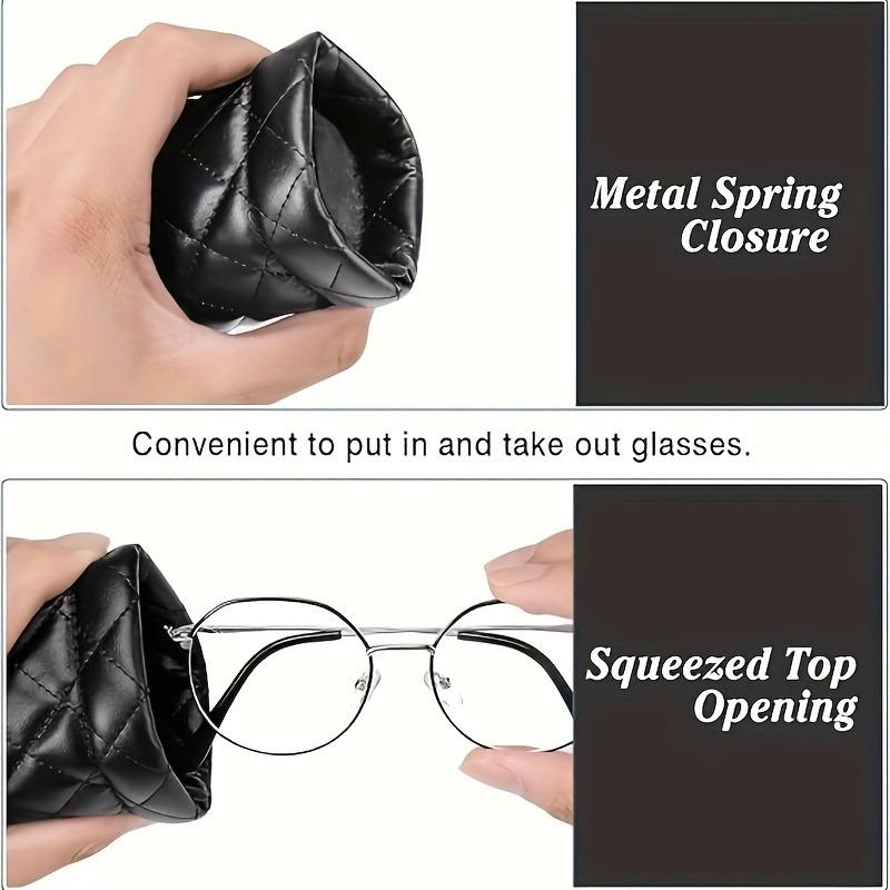 Portable Squeeze Leather Soft Eyeglass Case Easy to Use Glasses Pouch Storage Protective Travel Eyewear Accessories for Men