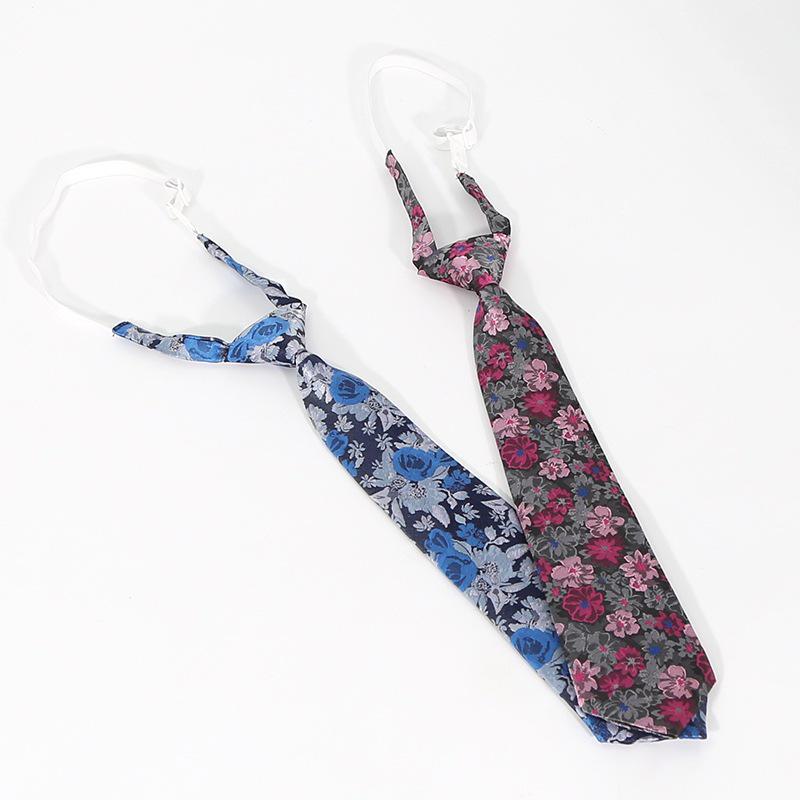 Cashew Flower Men's No-Tie Zipper Shirt Tie for Uniforms