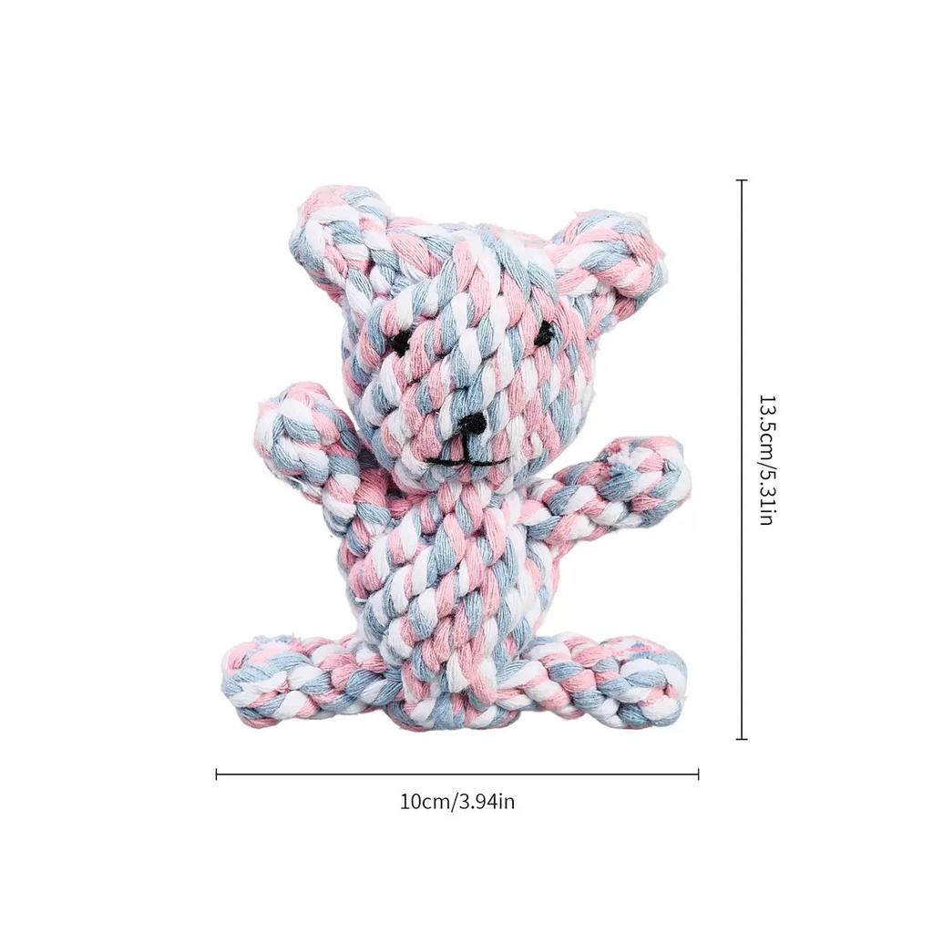Animal Cotton Rope Knot Dog Toy Hand‑woven Molar Teeth Cleaning Bite‑resistant Chew Toy for Small Medium Dogs