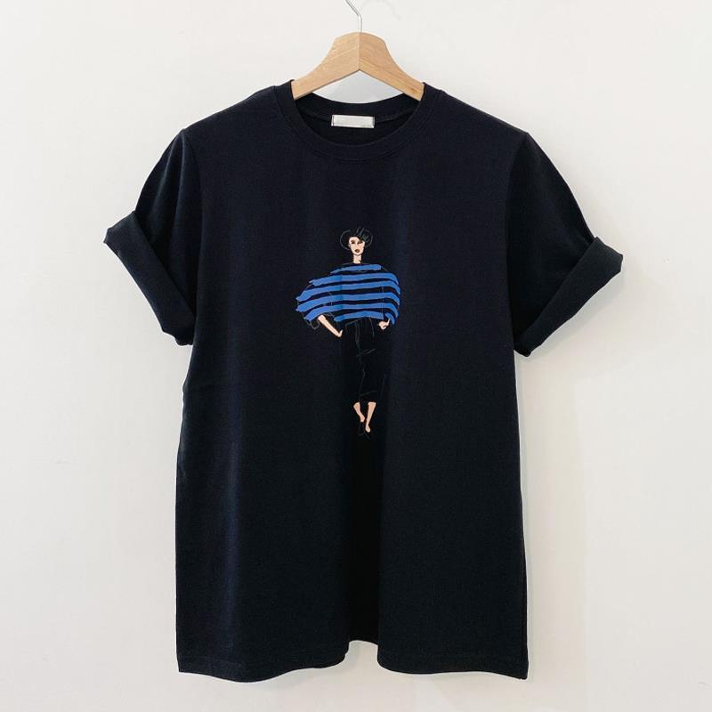 Topy Ženy Bavlna Léto Tričko velké velikosti Polo výstřih Volné Potištěné Ležérní svetr Tričko Top