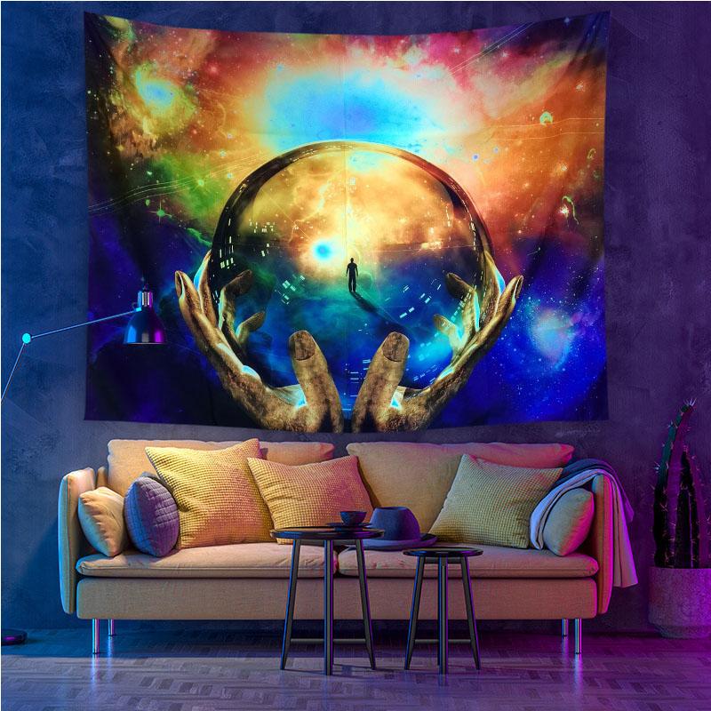 UV Fluorescent Tapestry Print Wall Hanging Art Home Decor