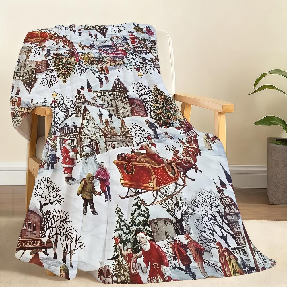 Retro Country Christmas Blanket For Soft Throw Blanket for Picnic Bed Sofa Home Bedroom Cozy Warm Comfortable