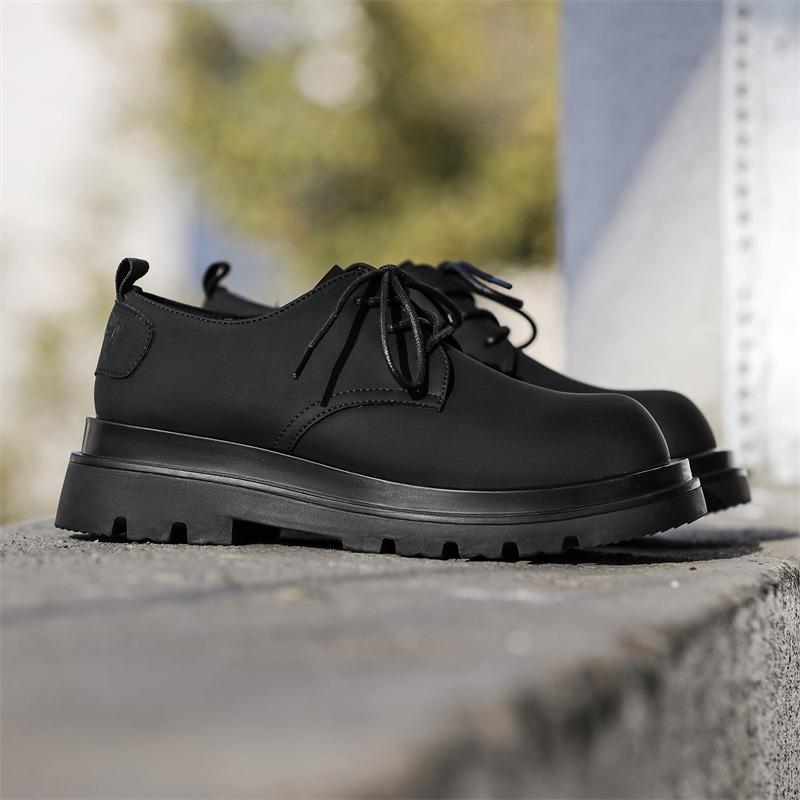3187 carbon black Derby leather shoes spring men's niche platform commuter men's trendy shoes casual sports versatile men's shoes