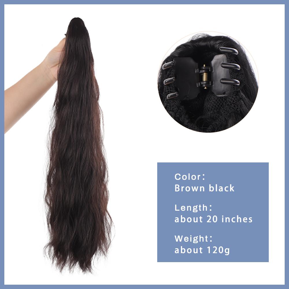 Synthetic Long Hair Claw Clip Ponytail Braid Water Wave Hair Natural Wave Wig Women's Clip Ponytail Extension