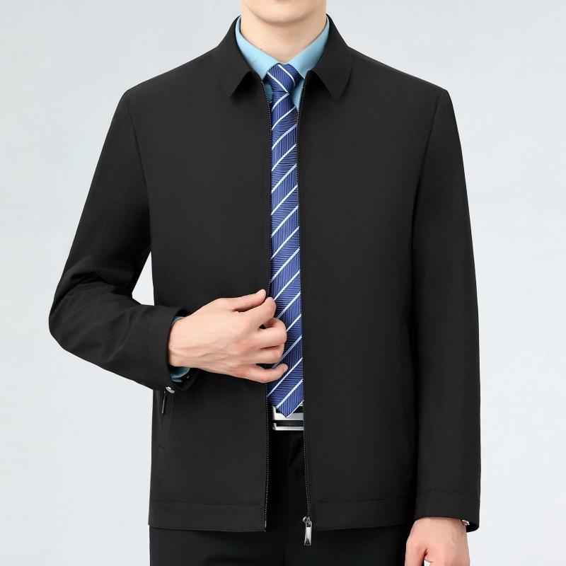 Mulberry Silk Spring and Autumn New Men's Casual Jacket Coat Middle-aged and Elderly Cadres Administrative Business Large Size Dad Tops