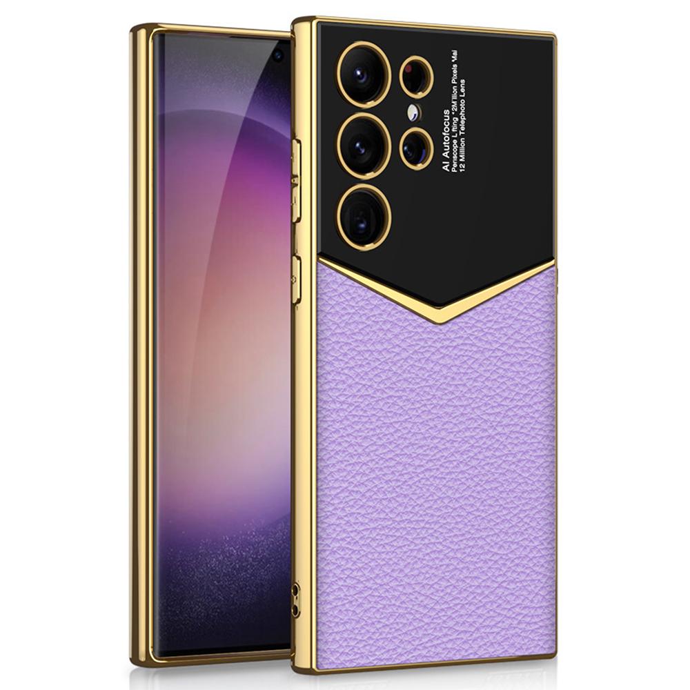 

Для Samsung Galaxy S25 Ultra Чехол Гальванизированный ПУ+ТПУ Задняя крышка телефона Purple
